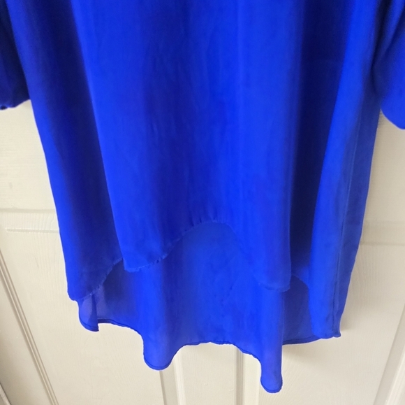 Moa Moa Royal Blue Tunic Sz M Women Embellished Collar Hi-Low Coastal - Picture 4 of 11